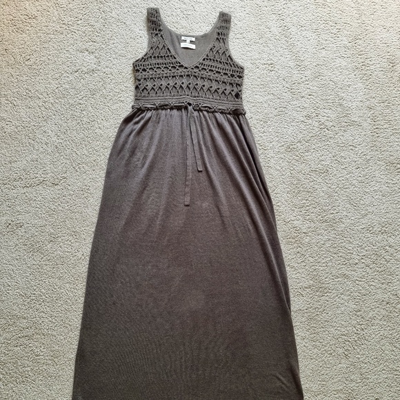 Massimo Dutti Maxi Dress Sz S Knit Khaki/Brown linen-cotton - Picture 2 of 8